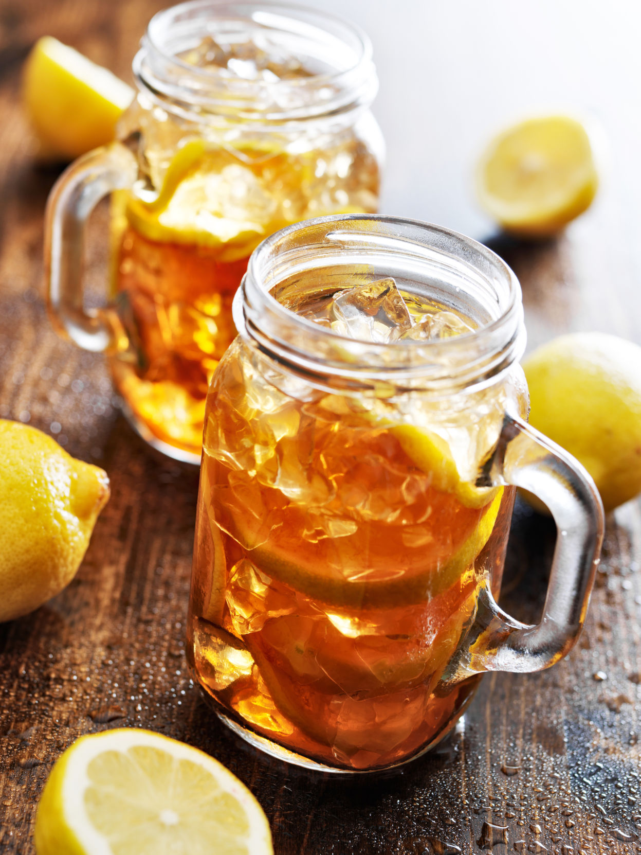 "southern sweet tea in a rustic jar"
